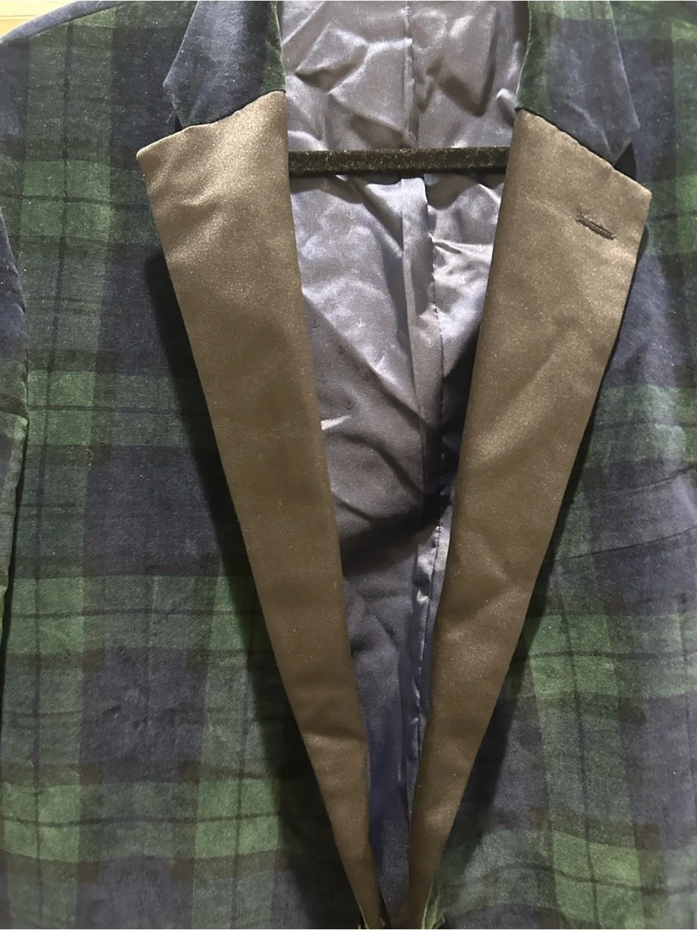 Men's Tartan Green & Blue Plaid Tuxedo Blazer